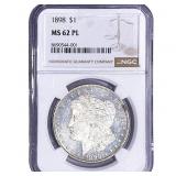 1898 Morgan Silver Dollar NGC MS62 PL