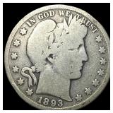1893 Silver Barber Half Dollar NICELY CIRCULATED