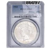 1922 Morgan Silver Dollar PCGS MS63
