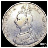 1887 Great Britain Silver Double Florin NEARLY UNC