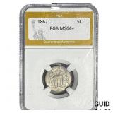 1867 Shield Nickel PGA MS64+