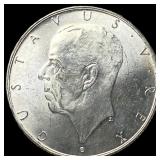 1938 Sweden Silver 2 Kroner UNCIRCULATED