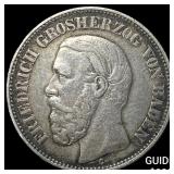 1877 Germany SIlver 1 Mark NEARLY UNCIRCULATED
