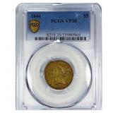 1844 $5 Gold Half Eagle PCGS VF35