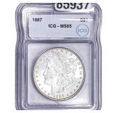 1887 Morgan Silver Dollar ICG MS65
