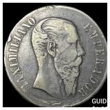 1866 Mexico Maximilian I Silver 1 Peso NEARLY UNCI