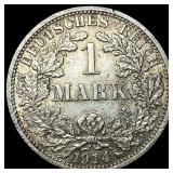 1914-F Germany Silver Mark NEARLY UNCIRCULATED