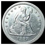1857 Silver Seated Liberty Quarter UNCIRCULATED