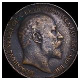 1910 Great Britain Copper Farthing CLOSELY UNCIRCU
