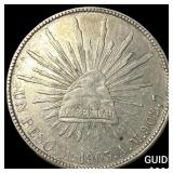 1903 Mexico Silver 1 Peso NEARLY UNCIRCULATED