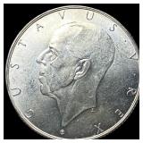 1938 Sweden Silver 2 Kroner UNCIRCULATED