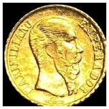 1865 Mexico Gold 1 Peso Maximilian I HIGH GRADE