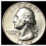1942 Silver Washington Quarter CLOSELY UNCIRCULATE