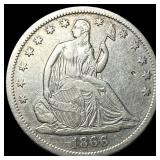 1866-S Silver Half Dollar CHOICE AU