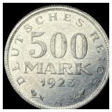 1923-A Germany Aluminum 500 Mark NEARLY UNCIRCULAT