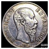 1866 Mexico Maximilian I Silver 1 Peso NEARLY UNCI