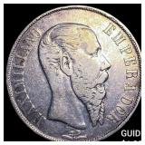 1866 Mexico Maximilian I Silver 1 Peso NEARLY UNCI