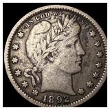 1892 Silver Barber Quarter ABOUT UNCIRCULATED