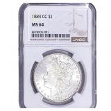 1884-CC Morgan Silver Dollar NGC MS64