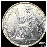 1937 French Indo-China Silver 20 Cents GEM BU