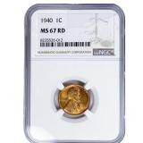 1940 Wheat Cent NGC MS67 RD
