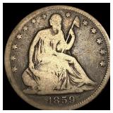 1859 Silver Half Dollar (Seated Liberty) LIGHTLY C