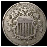 1866 Shield Nickel ABOUT UNCIRCULATED