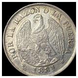 1881 Chile Siver 20 Cents CHOICE AU