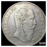 1866 Mexico Maximilian I Silver 1 Peso NEARLY UNCI