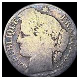 1871 France Silver 50 Cent ABOUT UNCIRCULATED