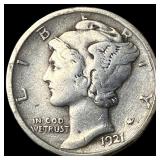 1921-D Silver Mercury Dime ABOUT UNCIRCULATED