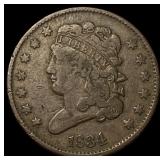 1834 Copper Half Cent ABOUT UNCIRCULATED