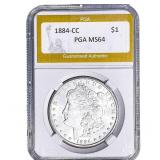 1884-CC Morgan Silver Dollar PGA MS64