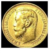 1899 Russia Gold 5 Roubles UNCIRCULATED