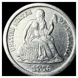 1876-CC Silver Seated Liberty Dime NEARLY UNCIRCUL