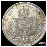 1862 Brazil Silver 500 Reis CLOSELY UNCIRCULATED