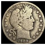 1909-S Silver Barber Half Dollar LIGHTLY CIRCULATE