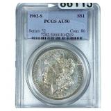 1902-S Morgan Silver Dollar PCGS AU50