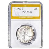 1916-D Walking Liberty Half Dollar PGA MS62