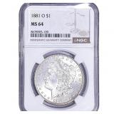 1881-O Morgan Silver Dollar NGC MS64