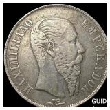 1866 Mexico Maximilian I Silver 1 Peso NEARLY UNCI