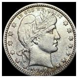 1908-D Silver Barber Quarter CHOICE AU