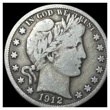 1912-S Silver Barber Half Dollar LIGHTLY CIRCULATE
