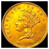 1857 Gold $1 Indian Princess Head CHOICE AU