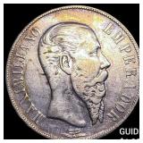 1866 Mexico Maximilian I Silver 1 Peso NEARLY UNCI