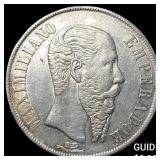 1866 Mexico Maximilian I Silver 1 Peso CLOSELY UNC