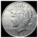 1924 Silver Peace Dollar CLOSELY UNCIRCULATED