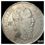 1866 Mexico Maximilian I Silver 1 Peso NEARLY UNCI