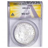1881-S Morgan Silver Dollar ANACS MS63