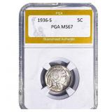 1936-S Buffalo Nickel PGA MS67